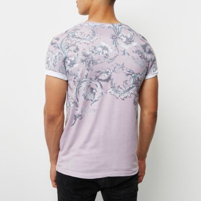 Pink faded floral print T-shirt